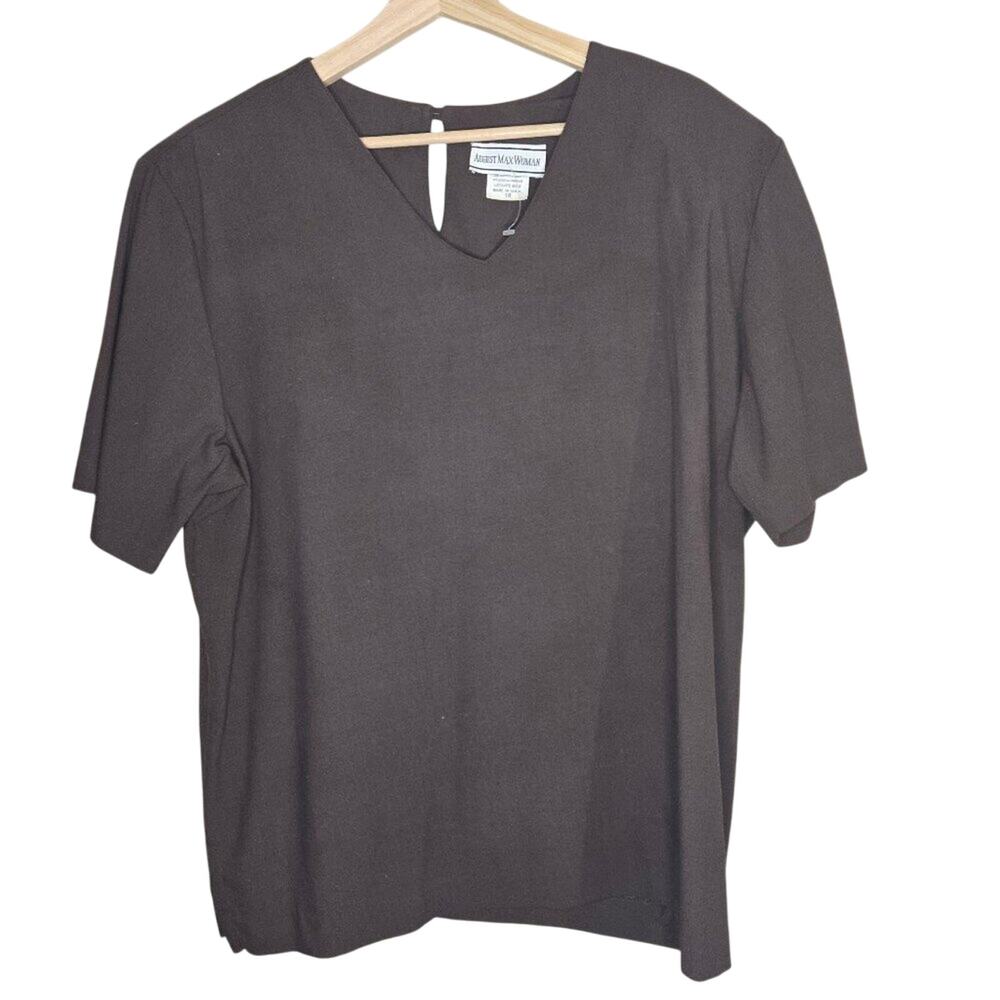 August Max Woman 18 Chocolate Brown V-Neck Top [0322]